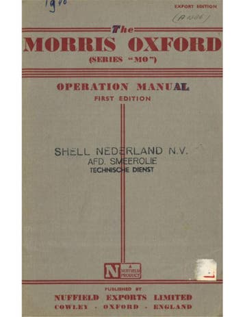 1949 MORRIS OXFORD (SERIES MO) INSTRUCTIEBOEKJE ENGELS