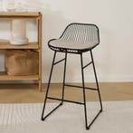 Pleun metalen barkruk zwart | met zitkussen, Huis en Inrichting, Barkrukken, Verzenden, 60 tot 90 cm, Nieuw, 1 kruk