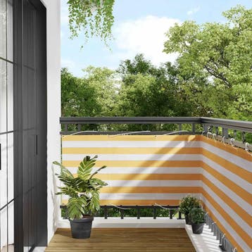 vidaXL Balkonscherm Geel en Wit Gestreept 75x1000 cm, Tuin en Terras, Verzenden, Nieuw