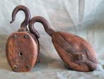 Maritieme objecten (2) - Hout- Vintage houten katrol