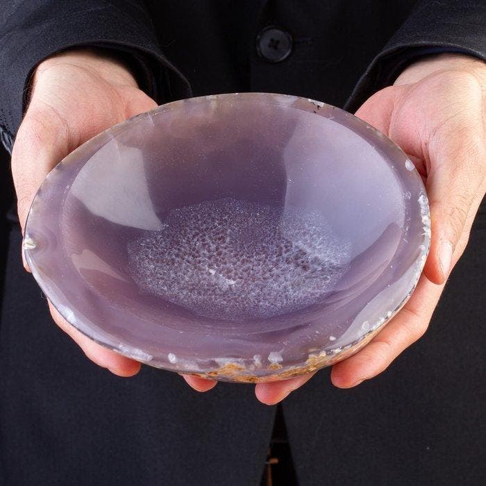 Natuurlijke agaatgeode - asbak - paars lavendel agaat -, Verzamelen, Mineralen en Fossielen