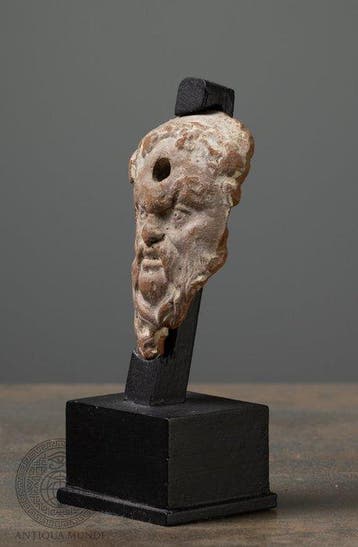 Oud-Egyptisch Terracotta Hellenistische hoofd van de god Bes