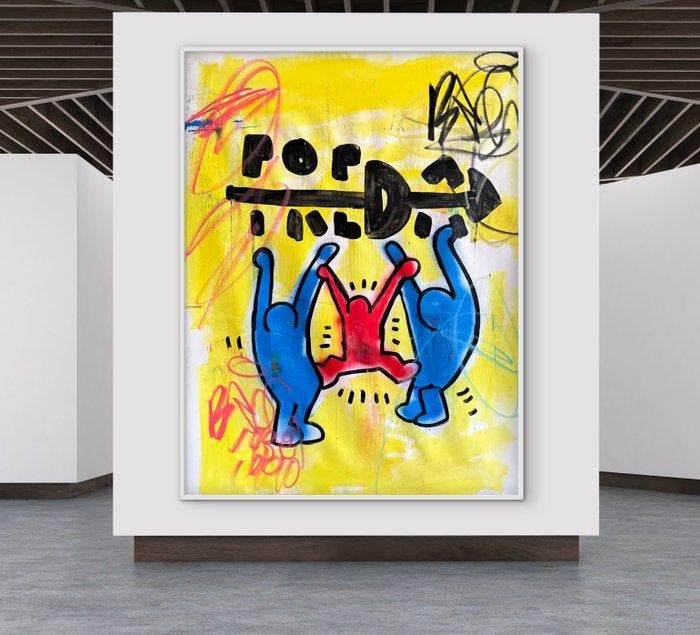 Freda People - Haring X Freda XL, Antiek en Kunst, Kunst | Schilderijen | Modern