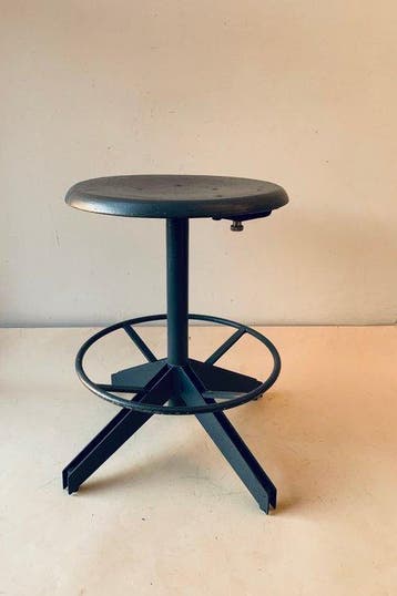 Industrial Stool - Kruk - Hout, IJzer - Verstelbaar in, Antiek en Kunst