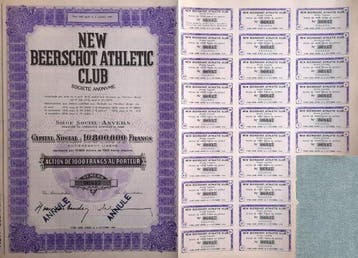 Belgique. 3 aandelen New Beerschot Athletic Club (rond 1955), Antiek en Kunst, Antiek | Speelgoed