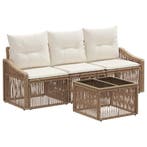 vidaXL Tuinbank Set 4 pcs Beige poly rattan, Tuin en Terras, Verzenden, Nieuw