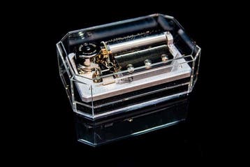 Speeldoos Reuge paperweight presse-Papier music box Carillon, Antiek en Kunst