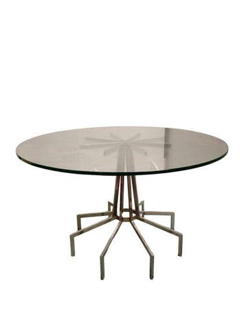 Eettafel - Glas, Staal - Eettafel uit de jaren zeventig