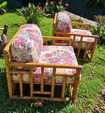 Fauteuil - Bambou, Rotin - Paire de fauteuils en bambou et