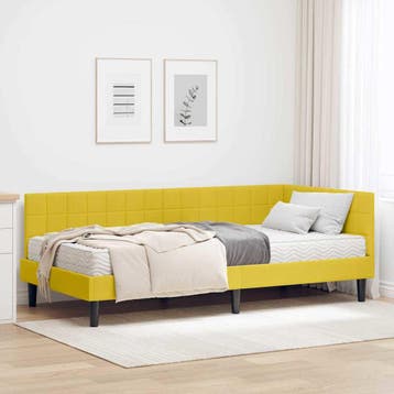 vidaXL Hoekbedframe met Matras met hoofdeinde 2 st Geel, Verzenden, Nieuw
