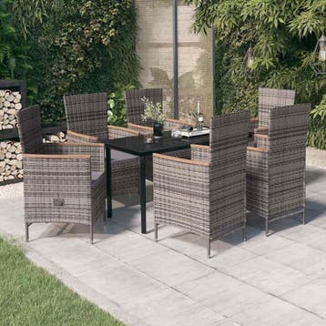 vidaXL 7-delige Tuinset met kussens grijs, Verzenden, Tuinset