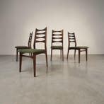 Stoel - Hout, Textiel - Set van vier vintage stoelen