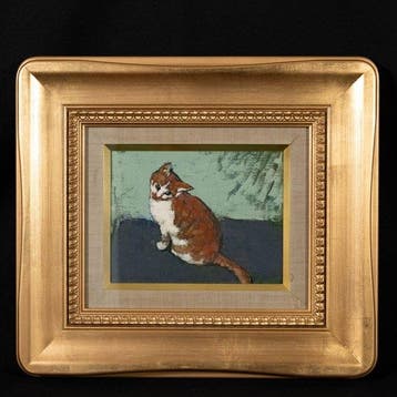 Framed Oil Painting of a Cat, “michael” - Masahiro Harikae