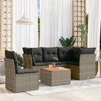 vidaXL 6-delige Loungeset met kussens poly rattan grijs, Verzenden, Loungeset