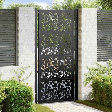vidaXL Poort met bladontwerp 100x200 cm staal zwart, Tuin en Terras, Verzenden, Nieuw