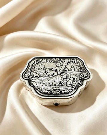 Doos - .915 zilver - zilveren doos, Antiek en Kunst