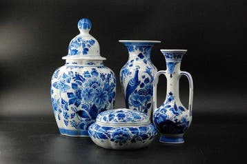 De Porceleyne Fles, Delft - Vaas (4) - Steengoed - 1978, 79, Antiek en Kunst