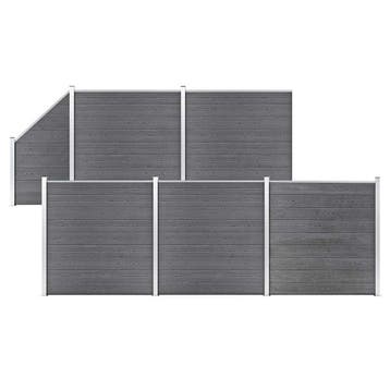 vidaXL Schuttingset 5 vierkant en 1 schuin 965x186 HKC grijs, Verzenden, Nieuw