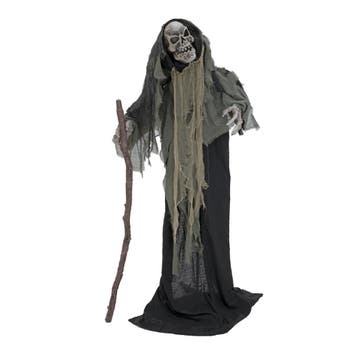 Halloween-figuur Wanderer, Skelet Met Wandelstok 160 Cm, Nieuw