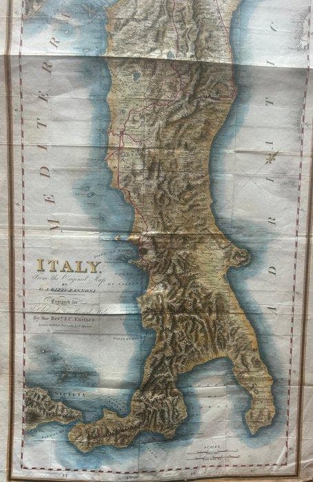 Italië - Algemene kaart van Italië; Rev. John Chetwode, Boeken, Atlassen en Landkaarten