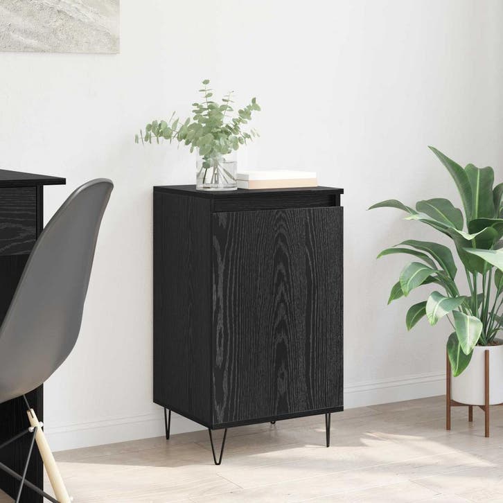 vidaXL Dressoir Zwart Eiken 40 x 35 x 70 cm Bewerkt hout, Huis en Inrichting, Kasten | Dressoirs, Nieuw, Verzenden