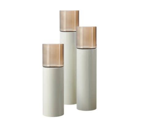 TM Luxe Windlicht op pilaar creme/bruine glas 3 delig: H90 +, Auto diversen, Autogereedschap, Verzenden