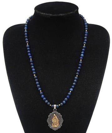 Lapis lazuli - Mirakelmedaille van Onze-Lieve-Vrouw Maria –