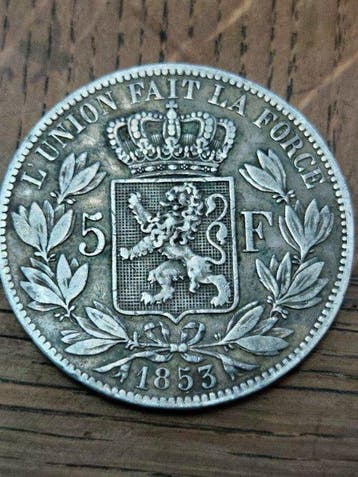 België. Leopold I. 5 Francs 1853 (Zonder minimumprijs)