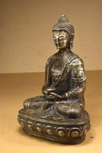 Tibetan Statue of Buddha, Silver Alloy - Legering - Nepal, Antiek en Kunst