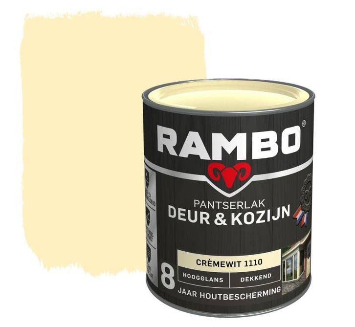 Rambo Pantserlak Deur en Kozijn Crèmewit 0.75L, Doe-het-zelf en Bouw, Verf, Beits en Lak, Nieuw, Verzenden