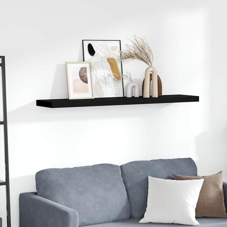 vidaXL Wandschap zwevend 120x23,5x3,8 cm MDF zwart, Huis en Inrichting, Kasten | Wandmeubels, Nieuw, Verzenden