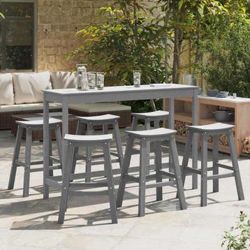vidaXL Tuin Bar Set 6 st Lichtgrijs HDPE, Verzenden