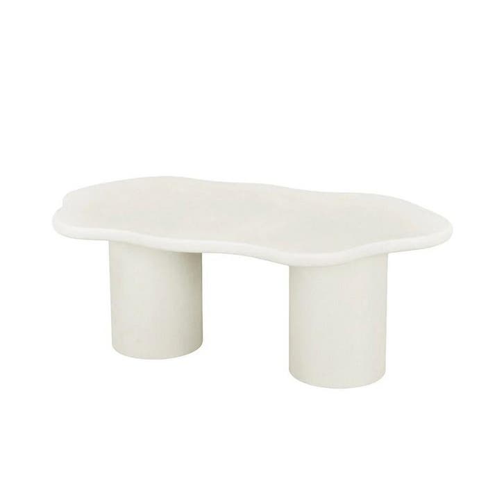 Salontafel Mangohout Organisch Maya Microcement 120 Wit cm, Maison & Meubles, Tables | Tables de salon, Envoi