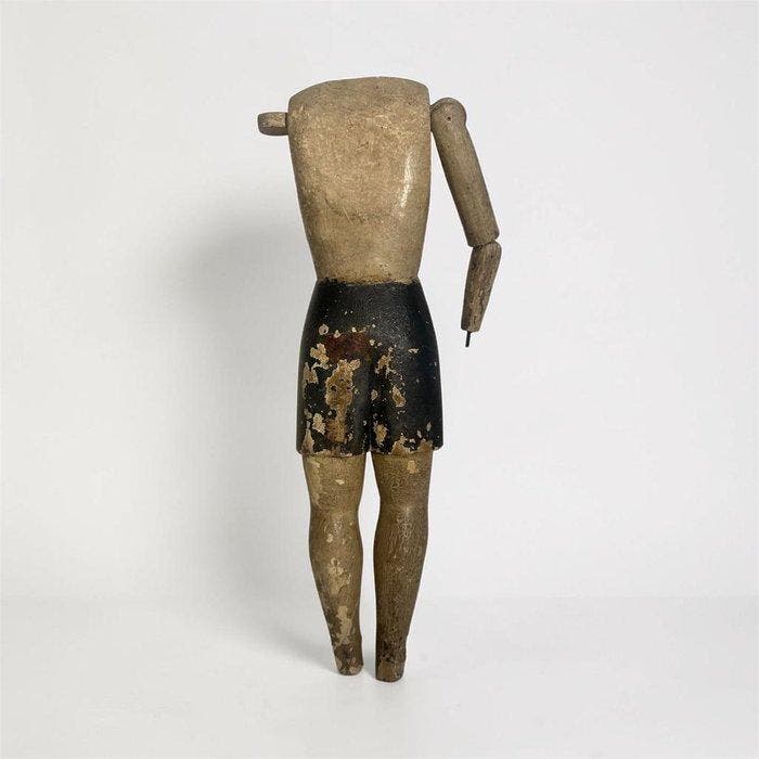 Snijwerk, Mannequin articulée art populaire - 43 cm - Hout, Antiek en Kunst, Curiosa en Brocante