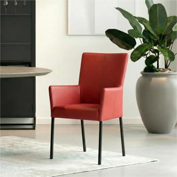 Set van 8 Leren eetkamerstoelen Daily met armleuning -, Ophalen of Verzenden, Nieuw, Leer