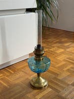 Petroleumlamp - Glas, Messing - Tsjechoslowakije