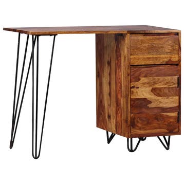 vidaXL Schrijftafel met 1 lade en 1 kastje massief, Huis en Inrichting, Bureaus, Verzenden, Nieuw