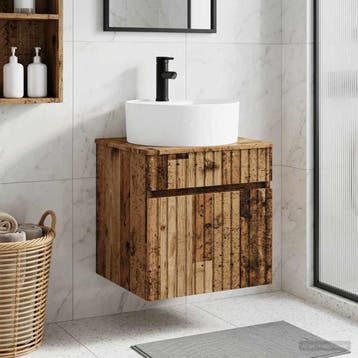 vidaXL Wandgemonteerde wastafelmeubel Oud hout 49 x 44,5 x, Verzenden
