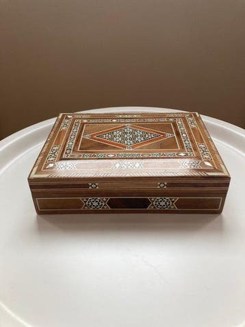 Kist (3) - hard hout - Set van 3 doosjes met marqueterie