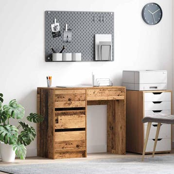 vidaXL Bureau Oud Hout Bewerkt hout 90 x 37.5 x 75 cm, Verzenden