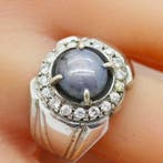 Zonder minimumprijs - Ring Zilver - 2.10ct. tw. Stersaffier