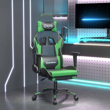 vidaXL Massage gamestoel met voetensteun kunstleer zwart en, Verzenden, Nieuw