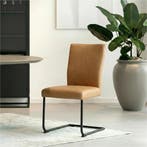 Set van 4 Leren eetkamerstoelen Dry - Toledo Camel (bruin), Huis en Inrichting, Ophalen of Verzenden, Nieuw, Leer