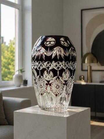 Vase - Cristal - Vase en verre Überfang lourd