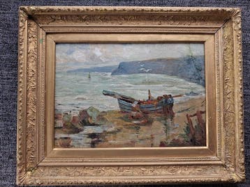 James Watson (1851-1936) - Fischer am Strand, Antiek en Kunst