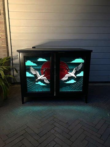 Armoire - Vitrail, Bois - Vitrine en vitraux