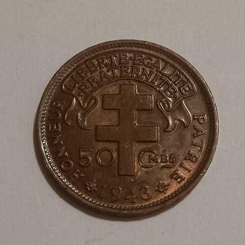 Frans-Equatoriaal-Afrika. 50 Centimes 1943 (Zonder