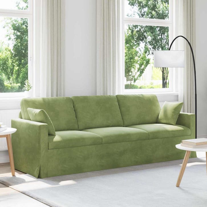 vidaXL bank / zetel Lichtgroen 228 x 78 x 80 cm Fluweel, Maison & Meubles, Canapés | Salons, Envoi