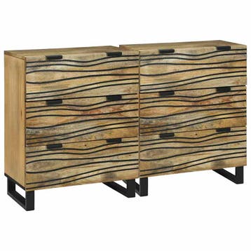 vidaXL Dressoir Set 2 st Naturel 120 x 33 x 75 cm Massief, Huis en Inrichting, Kasten | Dressoirs, Verzenden, Nieuw