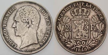 2 1/2 Franc 1848 Belgie-koenigreich Leopold I 1831-1865, Verzenden, België